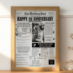 1st Anniversary Gift For Husband Or Wife, Gift For Couples, Printable Paper Anniversary Party Decoration - Married 2023