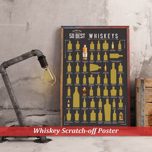 Bourbon & Whiskey Scratch Off Posters - Top 50 Bucket Lists - UNFRAMED