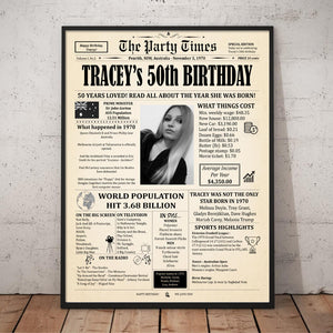 Personalized birthday poster with Australian news